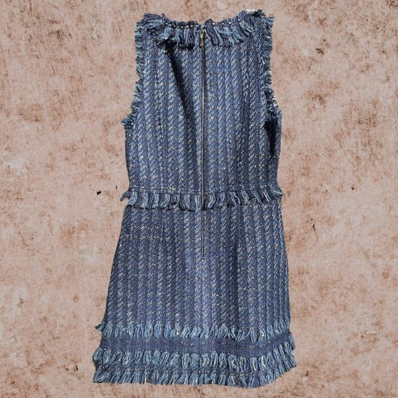 NEW Kate Spade Jasmeen Blue Metallic Wool Tweed Blend Sleeveless Dress Size 10 - Picture 4 of 9